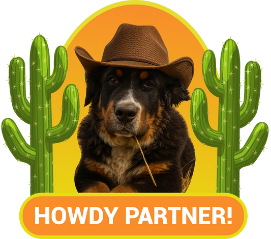 Bernese Mountain and Newfoundland Mix Dog Cowboy Green Women’s long sleeve pajama top